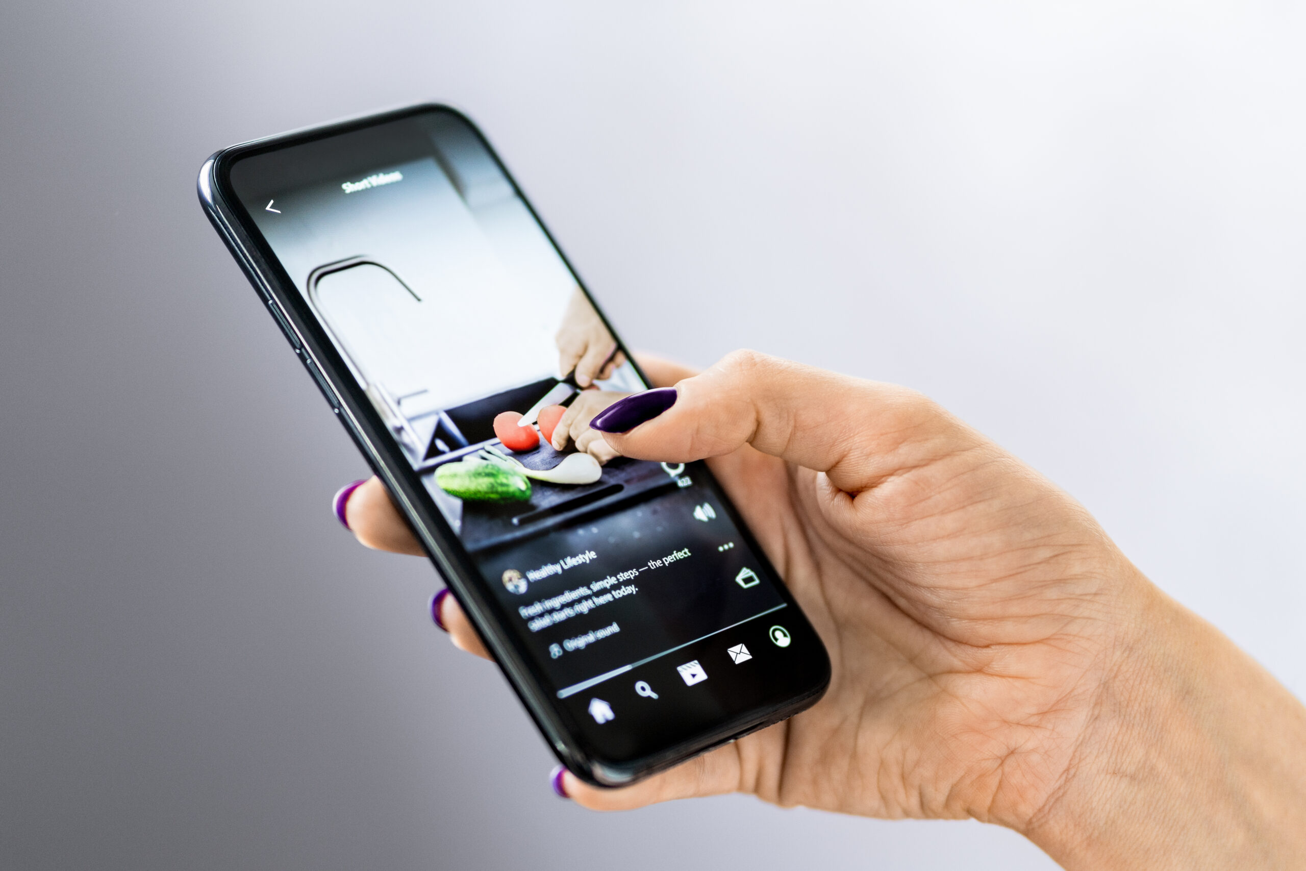 Social media food video viewed on a smartphone